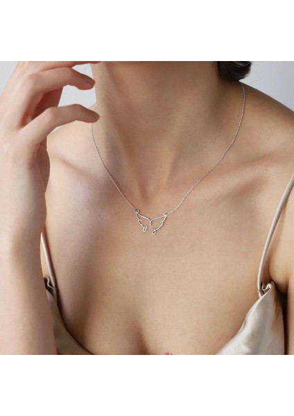 Nida Jewelry 925 Ayar Gümüş Melek Kanatları Çift Harf Kolye