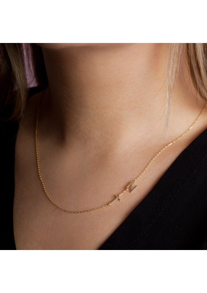 925 Ayar Gümüş Yan Çift Harf Kolye fırsatları