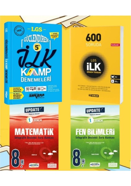 Up Date Matematik Fen 1.dönem ve Hız 600 Soruda+Ankara Yayıncılık İlk Dönem Güçlendiren Deneme