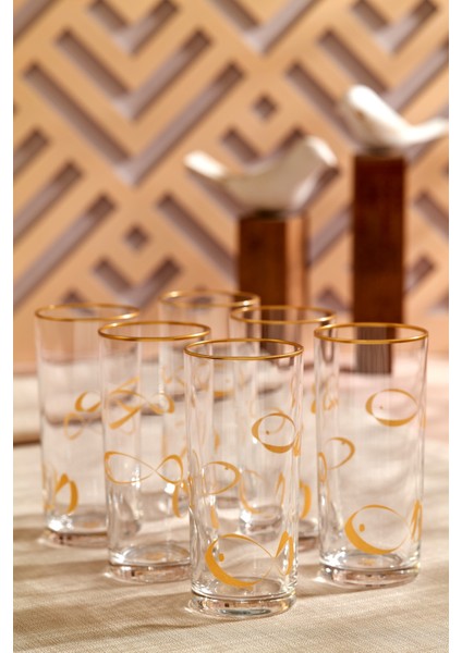 Balık Motifli Cam Rakı Bardağı 6'lı Set