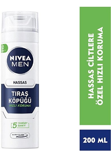 Men Hassas Tıraş Köpüğü 200ML, Hassas Ciltlere Özel Hızlı Koruma, , Alkolsüz
