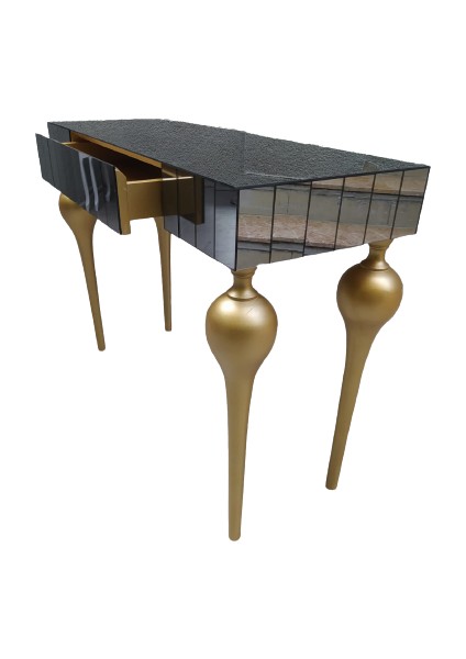 Dresuar Tombul Model Ahşap Kayın Torna Parlak Gold Renk Ayak Siyah Füme Ayna Kutuda Sevk El Yapım modelleri