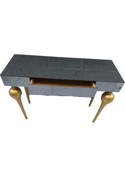 Dresuar Tombul Model Ahşap Kayın Torna Parlak Gold Renk Ayak Siyah Füme Ayna Kutuda Sevk El Yapım indirimleri