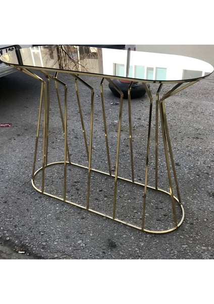 Dresuar Cadde Metal Transmisyon Gold Renk Kaplama Iskelet Temper Cam Ayna El Yapım