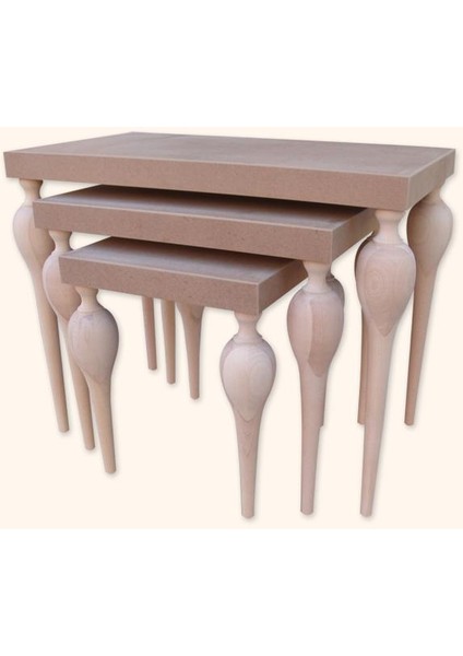 Zigon Sehpa Tombul Torna Kayın Ayak Model Mdf Tabla Ham El Yapım Kutuda Sevk.
