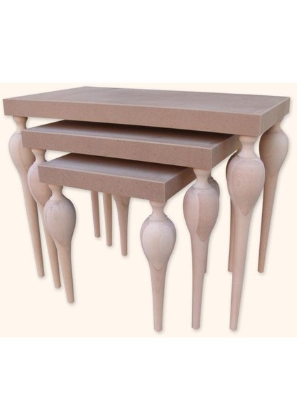 Zigon Sehpa Tombul Torna Kayın Ayak Model Mdf Tabla Ham El Yapım Kutuda Sevk.