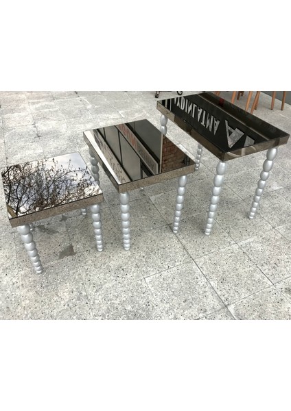 Zigon Sehpa Elma Model Beyaz Parlak Beyaz Lake Ahşap Kayın Torna Ayak Ek Yapımı