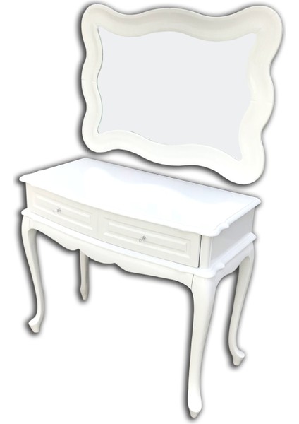 Dresuar Hürrem Klasik Pervaz Model Kayın Aslan Parlak Beyaz Dalga Ayna Boya Porselen Kulp El Yapım