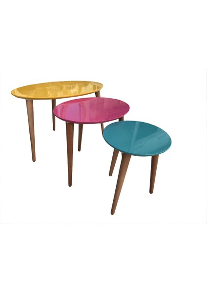 Zigon Oval Çok Ren Kayın Torna Retro Ayak Parlak Turuncu-Fuşya-Turkuaz Renk El Yapımı fiyatları