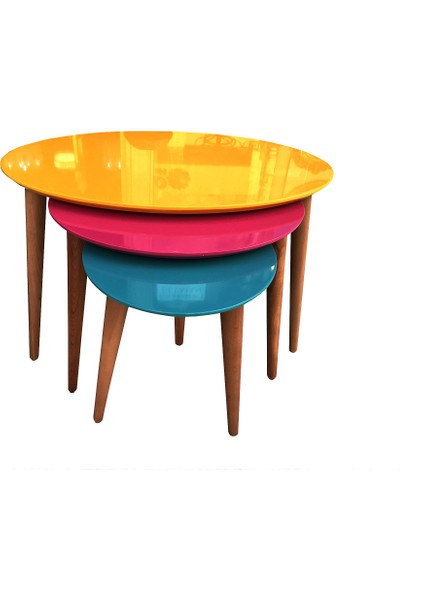 Zigon Oval Çok Ren Kayın Torna Retro Ayak Parlak Turuncu-Fuşya-Turkuaz Renk El Yapımı modelleri