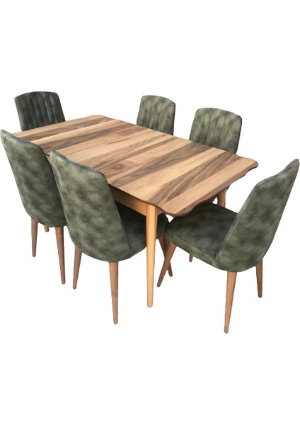 Masa-Sandalye ST KÜTÜK DESEN Klasik Model Kayın Retro ayk Açılı 6ad çizgi sandaly