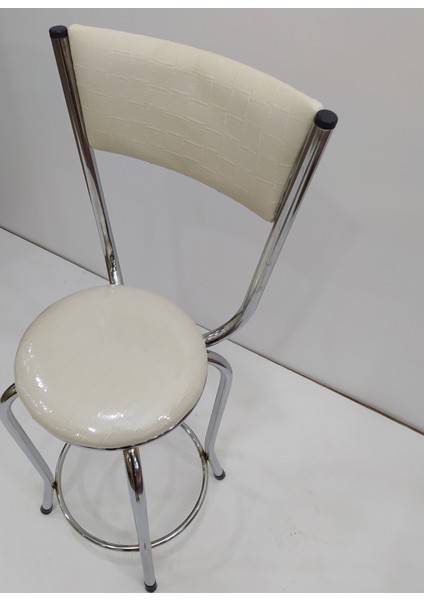 Sandalye ST BAR Tipi Yüksek Model KREM 4ad Metal nikelaj Suni deri döşem El yapım fırsatları