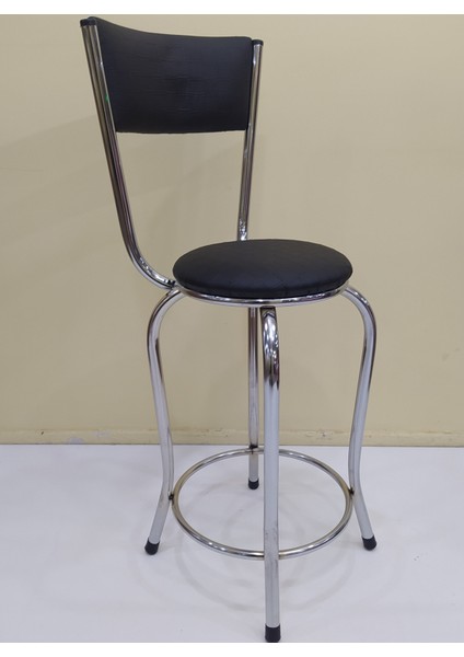 Sandalye ST BAR Tipi Yüksek Model Siyah 1ad Metal Çelik nikelaj Suni Deri El Yapı fiyatları