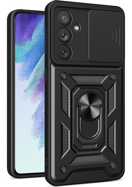 Samsung Galaxy A54 Kılıf Kamera Korumalı Sürgülü Yüzüklü Pars + Ekran Koruyucu