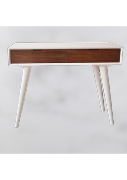 Dresuar Torna Model Ahşap Kayın Retro Ayak Mdf Tabla Parlak Beyaz Boya Ceviz Uyumu Kutu Sevk