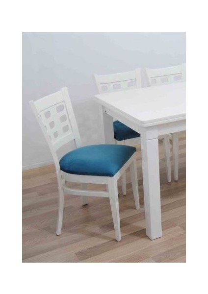 Masa -sandalye ST Tk Klasik Model 9GÖZ Kayın Torna Parlak beyaz Sandalye Sabit