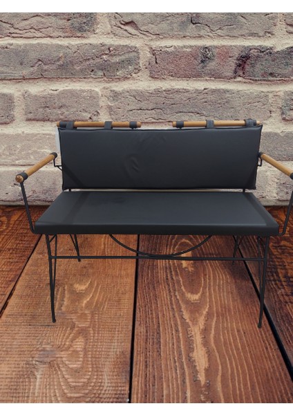 Sandalye ST BENC PENYEZ Klasik Model Metal Siyah fırın mat Kiremit Balkon-Bahçe