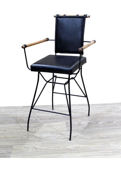 Sandalye ST PENYEZ Bar Yüksek Metal Siyah fırın Siyah Boya Suni Deri Balkon-Bahçe fiyatları