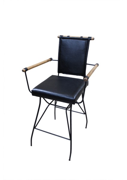 Sandalye ST PENYEZ Bar Yüksek Metal Siyah fırın Siyah Boya Suni Deri Balkon-Bahçe indirimleri
