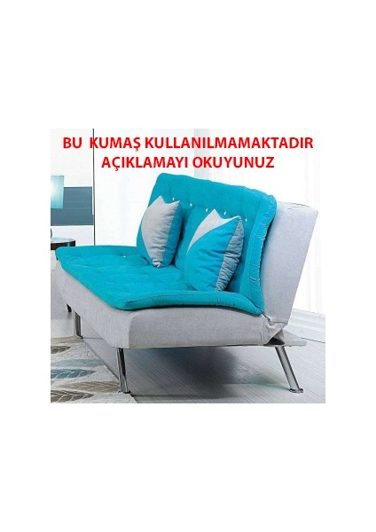 Sadeceonda Peri Turkuaz Mavi-Gri Açılabilir Üçlü Spor Kanepe