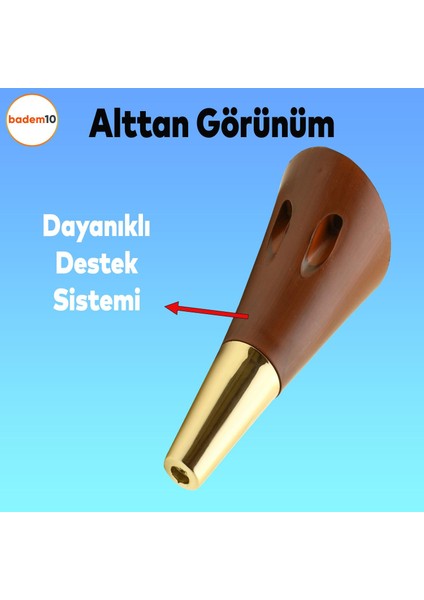Clara Mobilya Kanepe Sehpa Tv Ünitesi Baza Koltuk Ayağı Ahşap Desenli Ceviz Altın Renk 18 Cm Ayak