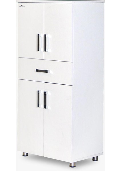 Çok Amaçlı Dolap Beyaz 130 cm Hard Parlak Suntalem El Yapım