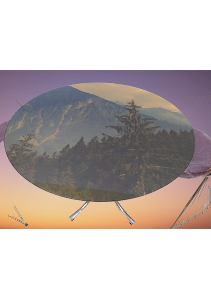 Masa Tel Sandalye Model Takım Metal Çelik Nikelaj Ayak Japon Temper Kırılmaz Manzara Cam El Yapım
