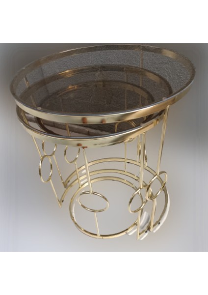 Zigon Zlf Halkalı Siyah Düz Temper Cam Tabla Metal Transmisyon Gold Kaplama El Yapım