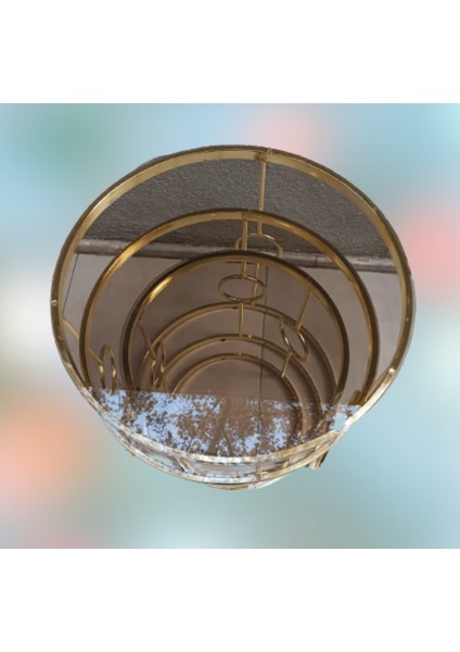 Zigon Zlf Halkalı Siyah Düz Temper Cam Tabla Metal Transmisyon Gold Kaplama El Yapım