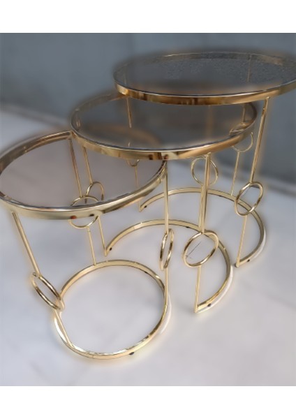 Zigon Zlf Halkalı Siyah Düz Temper Cam Tabla Metal Transmisyon Gold Kaplama El Yapım