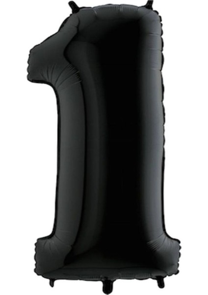 Siyah 1 Rakam Folyo Balon 100 cm 1 Adet