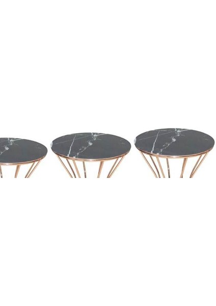 Zigon Kumsaat Brc Model Siyah Mermer Desen Metal Çelik Rose Renk Kaplama El Yapım