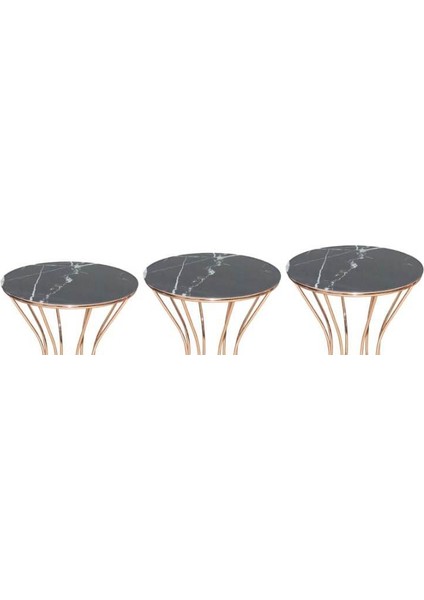 Zigon Kumsaat Brc Model Siyah Mermer Desen Metal Çelik Rose Renk Kaplama El Yapım