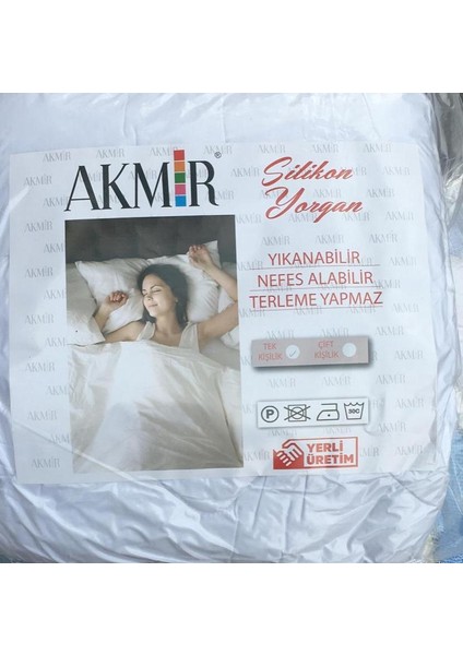 Yorgan Silikon Akmr Tek Kişilik Model Beyaz Pamuklu Kumaş Silikon Dolgu El Yapım fiyatları