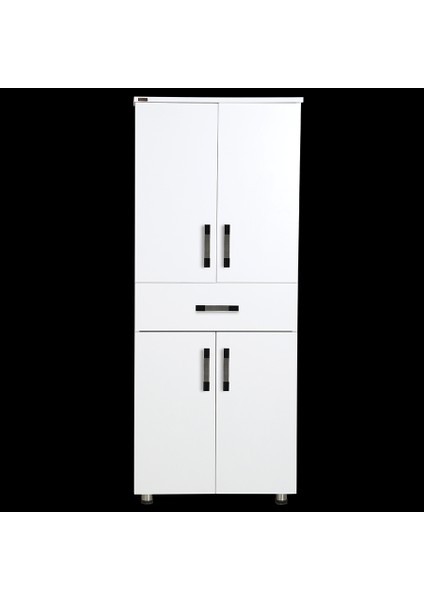 Çok Amaçlı Dolap 150 cm Hard Parlak Beyaz Suntalem 4raf 1çekmece Kutuda Sevk El Yapım