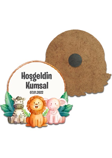 Grafilli Design Kişiye Özel Tasarım Sevimli Dostlar Baskılı Bebek Magnet(10 Adet) 02