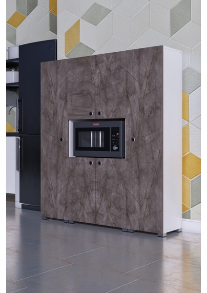 Azura Çok Amaçlı Dolap Büyük Kapaklı Bölmeli Erzak Dolabı