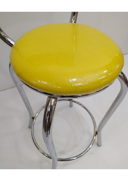 Sandalye ST BAR Tipi Yüksek 4adet SARI Suni deri döşem Metal Çelik nikelaj Elyapı fiyatları