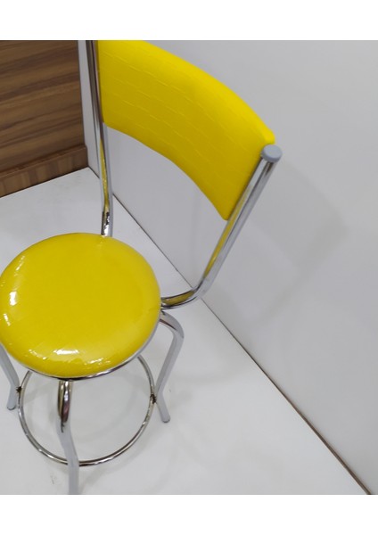 Sandalye ST BAR Tipi Yüksek 4adet SARI Suni deri döşem Metal Çelik nikelaj Elyapı fırsatları