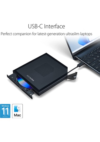 ZENDRIVE-V1M SDRW-08V1M-U Harici Ince DVD Rw, M-Disc, USB Type-C Destekli Yerleşik Kablolu DVD Yazıcı