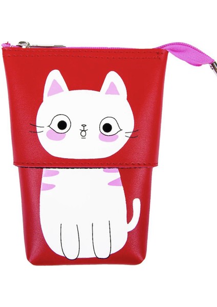 Kalem Kutusu Kırmızı Kedi Boyutu Ayarlanabilir Kalemkutu Jumbo Vegan Deri Kalemlik modelleri