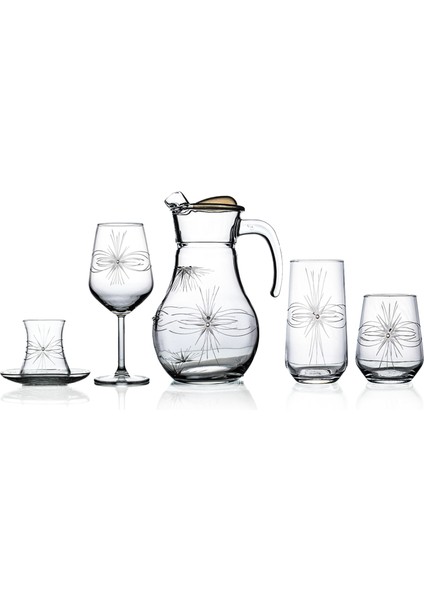 Kazaan 61 Parça 12 Kişilik Kesme Bardak Çeyiz Seti Mira Desenli