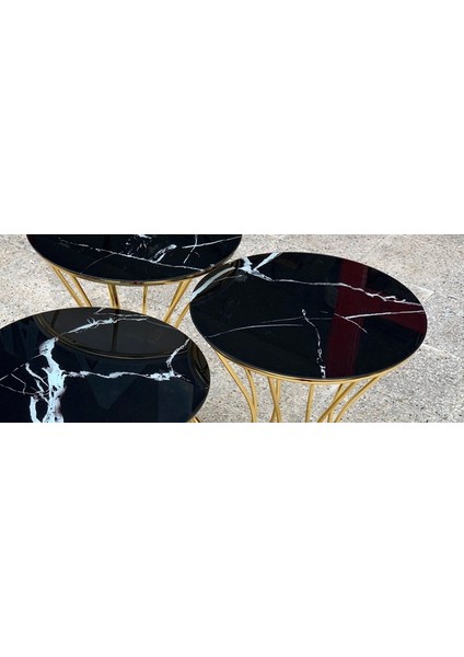 Zigon Brc Kum Saati Siyah Mermer Desen Metal Transmisyon Çelik Gold Renk Kaplama El Yapım