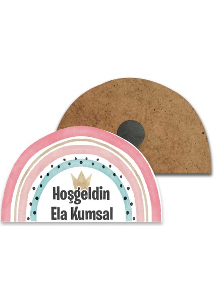 Grafilli Design Kişiye Özel Tasarım Gökkuşağı ve Taç Bebek Baskılı Magnet (10 Adet)