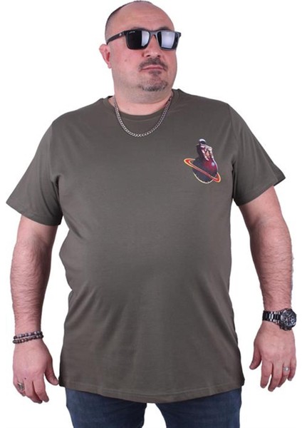 Büyük Beden Sıfır Yaka Tişört Fly In The Sky 23110 Hakı fiyatları