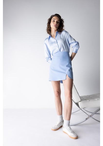 Regular Fit Basic Uzun Kollu Saten Gömlek Z2989AZ23SP fiyatları