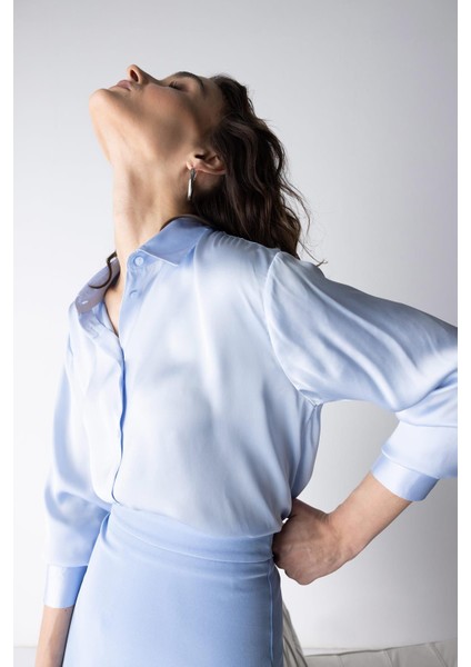 Regular Fit Basic Uzun Kollu Saten Gömlek Z2989AZ23SP fırsatları