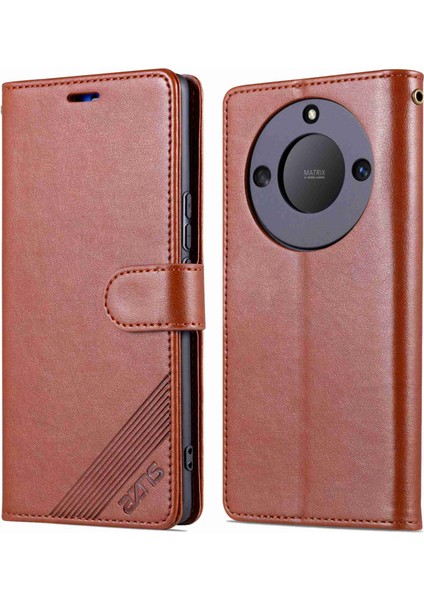 Azns Stand Cüzdan Telefon Kılıfı Honor X40 5g / X9A 5g / Magic5 Lite 5g, Şok Geçirmez Dokulu Pu Deri Folio Flip Koruyucu Kapak (Yurt Dışından)
