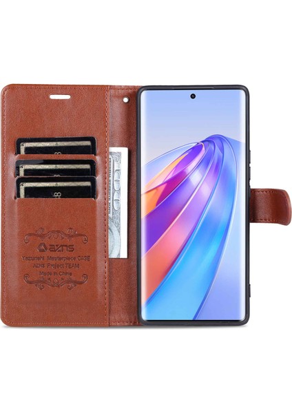 Azns Stand Cüzdan Telefon Kılıfı Honor X40 5g / X9A 5g / Magic5 Lite 5g, Şok Geçirmez Dokulu Pu Deri Folio Flip Koruyucu Kapak (Yurt Dışından)