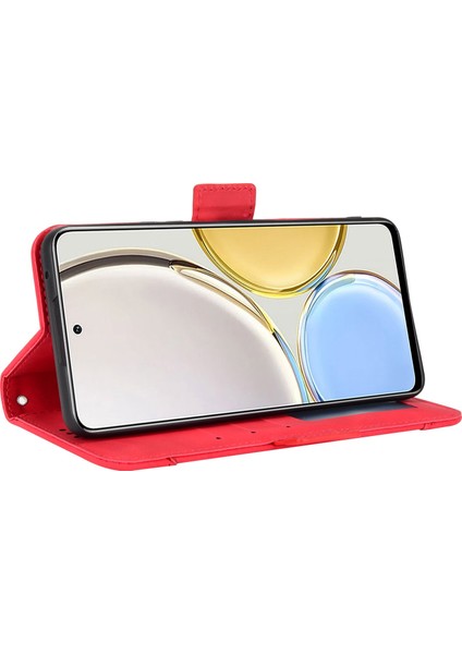 Onur Için X9 4g/5g/magic4 Lite 4G/5G/X30 5g Pu Deri Deri Flip Stant Kılıfı Manyetik Kapatma Çok Kart Yuva Tutucu Cüzdan Kapağı (Yurt Dışından)